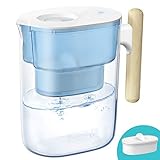 Waterdrop 200-Gallon Long-Life Chubby 10-Cup Water Filter Pitcher with 1 Filter, NSF Certified, 5X Times Lifetime, Reduces Fluoride, Chlorine and More, BPA Free, Blue