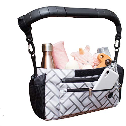 Universal Stroller Organizer with Cup Holders Diaper Changing Pad Baby Shower Gift Secure Fit Extra Storage Easy Install Stroller Caddy Non-slip Parent Console for Uppababy Vista Cruz Baby Jogger