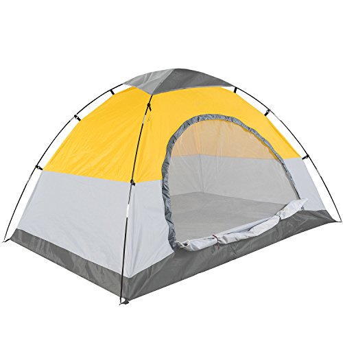 Swift-n-Snug Waterproof 2-Person Dome Zip Door Camping Tent with Carry Bag - Yellow / Gray