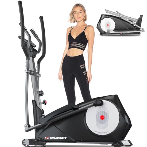 YOUNGFIT Elliptical Machine, 95% Pre-Installed Cross Trainer with Hyper-Quiet Magnetic Driving System, 22 Resistance Levels Home Gym Eliptical Exercise Machine Workout Equipment (Black)