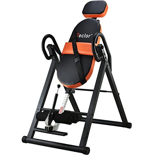 Teclor Inversion Table for Back Pain Relief, 350 lbs Capacity Strength Training Inversion Equipment, Decompression Table for Pain Therapy Training with Safe Belt & Comfortable Ankle Holders