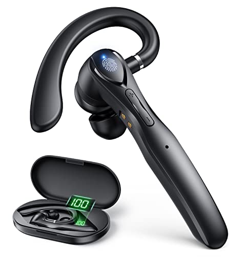 PIFFA Bluetooth Headset V5.3 Wireless Earpiece with 400mAh Battery Display Charging Case 66Hrs Talk Time for Cellphone Laptop, Hands-Free Trucker Earphones Built-in Mic for Driver/Business