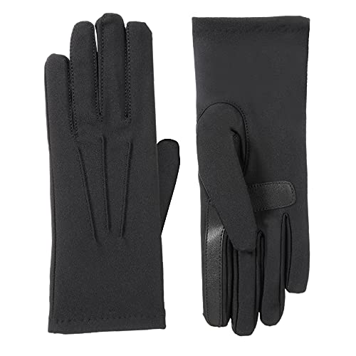 isotoner womens Stretch Classics Fleece Lined Winter Gloves, Black, One Size US