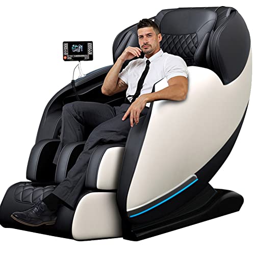 Massage Chair Full Body Recliner - Zero Gravity with Heat and Shiatsu Massage Office Chair LCD Touch Screen Display Bluetooth Speaker Airbags Foot Rollers (White)