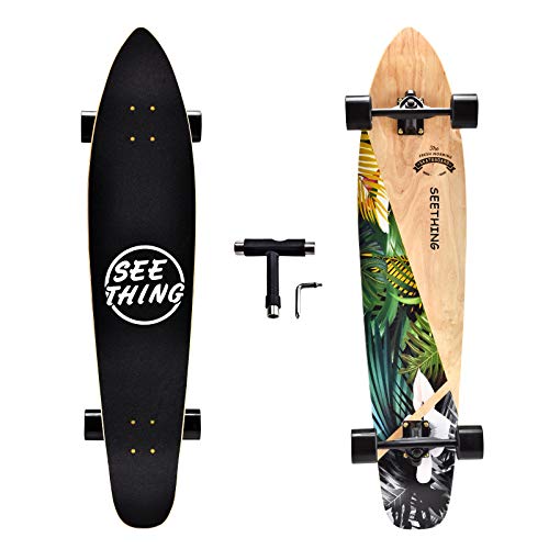 seething 42 Inch Longboard Skateboard Complete Cruiser,The Original Artisan Maple Skateboard Cruiser for Cruising, Carving, Free-Style and Downhill（Jungle）