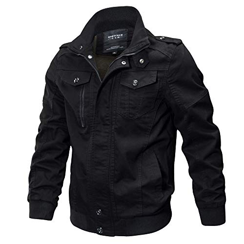 Gergeos Men's Jacket Breathable Light Windbreaker Coat Military Clothing Outwear（Black,M）