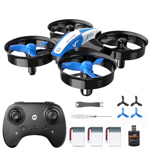 Holy Stone Mini Drone for Kids and Beginners RC Nano Quadcopter Indoor Small Helicopter Plane with Auto Hovering, 3D Flips, Headless Mode and 3 Batteries, Great Gift Toy for Boys and Girls, Blue