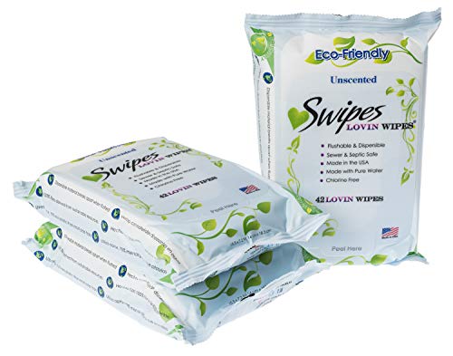 Swipes Lovin All Natural Intimate Feminine Wipes |Aloe & Vitamin E, Free of Chlorine & Dyes, pH-Balanced & Flushable | Unscented, 42 Count, 3 Pack