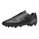 DREAM PAIRS Men's Superflight-2 Firm Ground Soccer Cleats Soccer Shoes,Black Grey, Size 6.5
