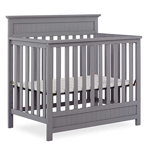 Dream On Me Harbor 4-in-1 Convertible Mini Crib in Storm Grey, Greenguard Gold Certified