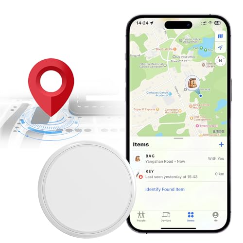 GPS Tracker - Mini Real-Time GPS Tracker - No Monthly Fee - Works with Apple Find My (iOS Only) - Hidden Tracking Device for Kids, Elderly, Pet, Clothing, Bag, Luggage, Keys, Backpack