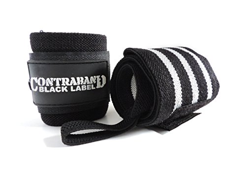 Contraband Black Label 1001 Weight Lifting Wrist Wraps w/Thumb Loops (Pair) - Competition Grade Wrist Support USPA Approved for Powerlifting, Bodybuilding, Strongman (18in, Medium (White))