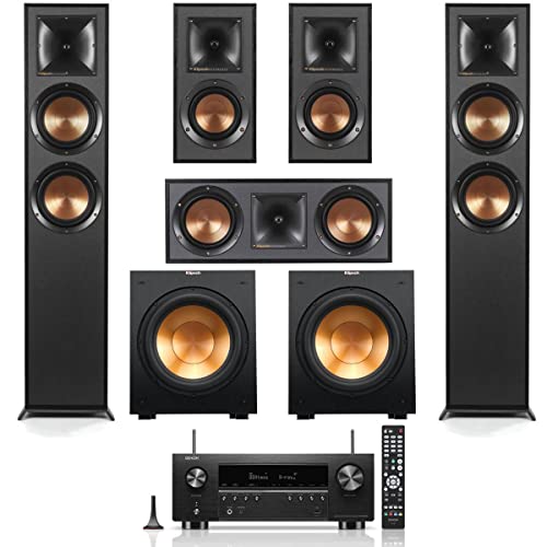Klipsch Reference 5.2 Home Theater System with 2X R-625FA Floorstanding Speaker, 2X R-12SW Subwoofer, R-52C Center Channel, 2X R-41M Bookshelf Speaker and AVR-S970H 7.2-Channel Receiver, Black