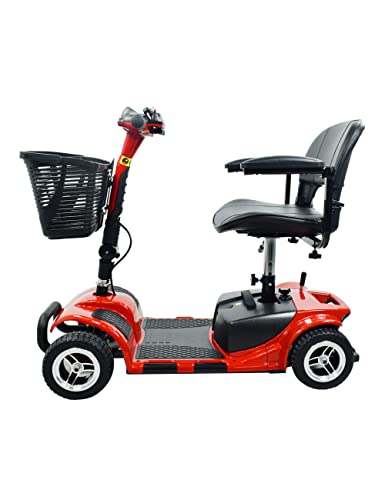 Emotor Folding 4 Wheel Mobility Scooter for Adults Seniors, Weight Capacity 265lbs Stable Scooter 13 Miles Long Travel Range, Foldable Electric Drive Device with Headlights for Trip