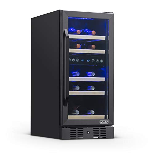 NewAir 15' Wine Cooler Refrigerator | 29 Bottle Capacity | Fridge Built-in Or Free Standing | Dual Zone Wine Fridge With Removable Beech Wood Shelves In Black Stainless Steel NWC029BS00