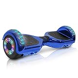 Wilibl Hoverboard for Kids Ages 6-12 Electric Self Balancing Scooter with Built in Bluetooth Speaker 6.5' Wheels LED Lights Hover Board Safety Certified (Chrome Blue)