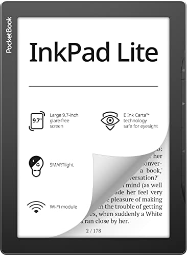 PocketBook InkPad Lite | E-Book Reader | Large E Ink Screen 9.7ʺ E-Reader| Glare-Free & Eye-Friendly | Wi-Fi | Adjustable SMARTlight | Micro-SD Slot