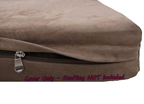 Dogbed4less DIY Pet Bed Pillow Brown Microsuede Duvet Cover and Waterproof Internal case for Dog at 40X35X4 Inch - Covers only