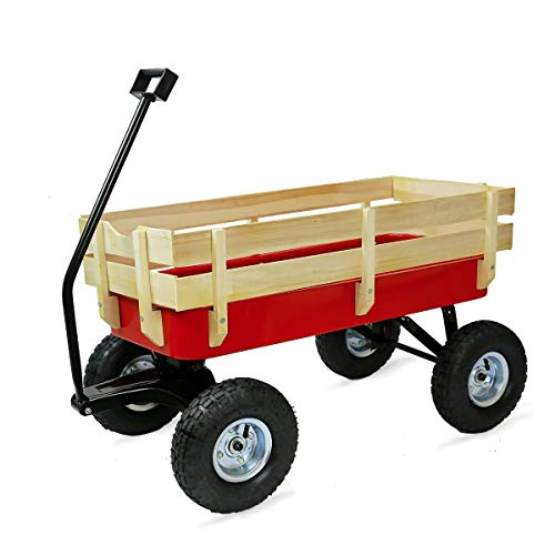 Big Roc Tools Wagon With Wooden Sides - Capacity 200 Lbs