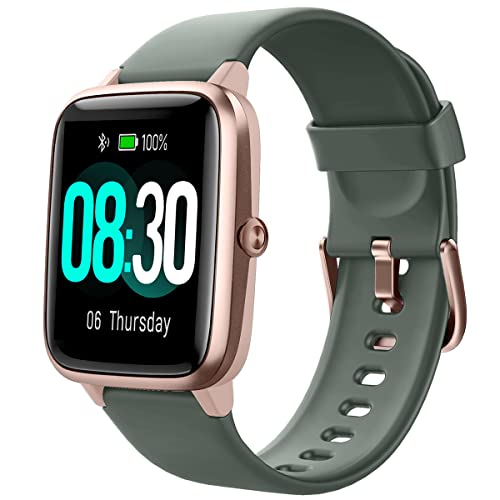 GRV Smart Watch for Android and iOS Phones, Watches for Men Women IP68 Waterproof Smartwatch Fitness Tracker Watch with Calories Counter Sleep Tracker (Green Gold)