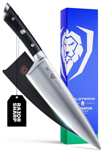 Dalstrong Chef Knife - 8 inch Blade - Gladiator Series ELITE - Forged HC German Steel Chef's Knife - Professional Full Tang Knife - Black G10 Handle - Sheath - NSF Certified