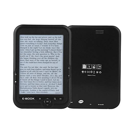 E-Reader, Portable 6 inch 800x600 Resolution Display 300DPI E-Book Reader USB2.0 Electronic Digital Book Read Built-in FM Radio/Recording/MP3 WAV/Photos, Support 32GB TF Card, 29 Languages(Black 8G)