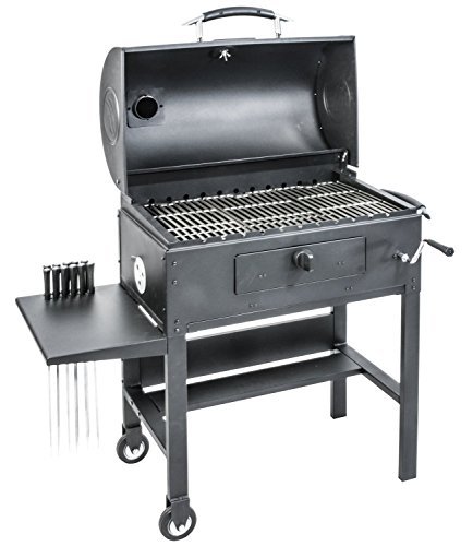 Blackstone 3-in-1 Kabob Charcoal Grill - Barbecue - Smoker - With Automatic Rotisserie - 11 custom heavy-duty skewers included