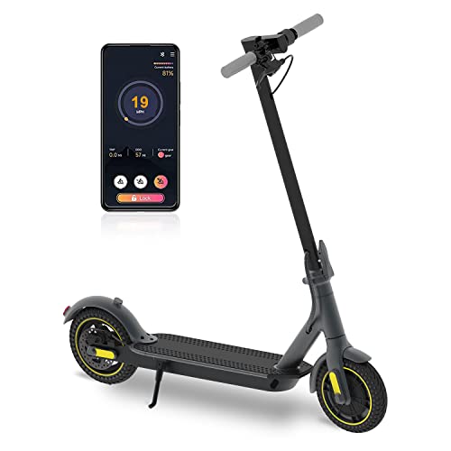 Electric Scooter 10' Solid Tires 600W Peak Motor -19 Mph Speed Folding e Scooter for Adults,with Smart App,Al Alloy Frame and Dual Brakes