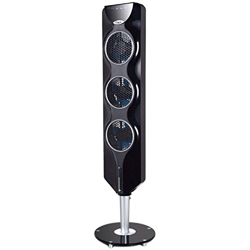 Ozeri 3x Tower Fan (44') with Passive Noise Reduction Technology, Black with Chrome Accent