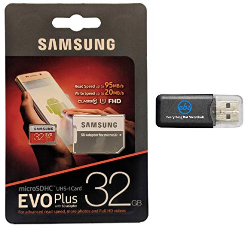 Samsung Evo Plus 32GB MicroSD Memory Card & Adapter Works with GoPro Hero 8 Black (Hero8), Max 360 UHS-I, U1, Speed Class 10, SDHC (MB-MC32G) Bundle with 1 Everything But Stromboli Micro Card Reader