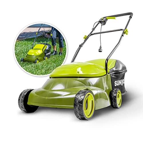 Sun Joe MJ401E 14-Inch 12-Amp Electric Lawn Mower w/Collapsible Handle for Storage, 3-Position Height Control, 10.6-Gallon Bag, Green
