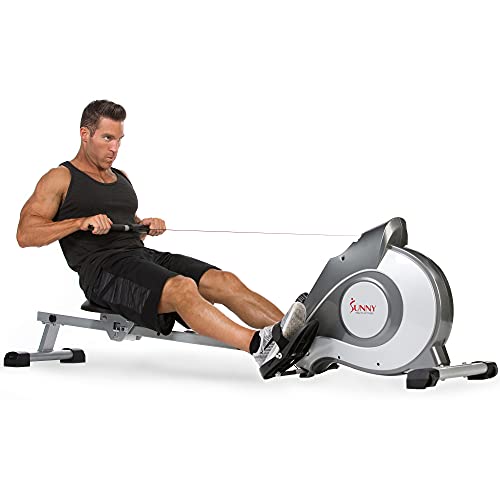 Sunny Health & Fitness Magnetic Rowing Machine Rower with LCD Monitor & Extended Slide Rail - SF-RW5515