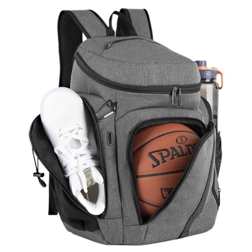 GRANDUP | Basketball Backpack, Large Sports Bag, With independent Ball Rack and Shoe Compartment, Can Store Thermos Bottles and Towels, Very Suitable for Basketball, Football and Gym