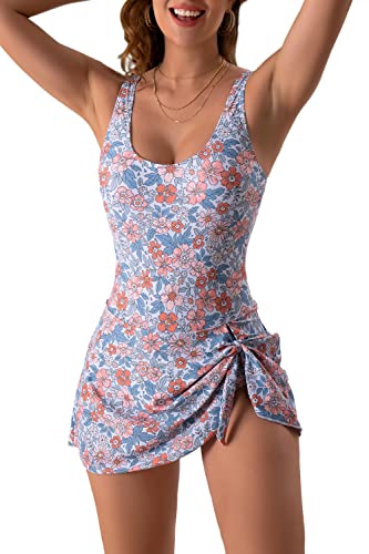 Eomenie One Piece Swimdress Swimsuits for Women Tummy Control Swim Dresses Skirt Bathing Suit