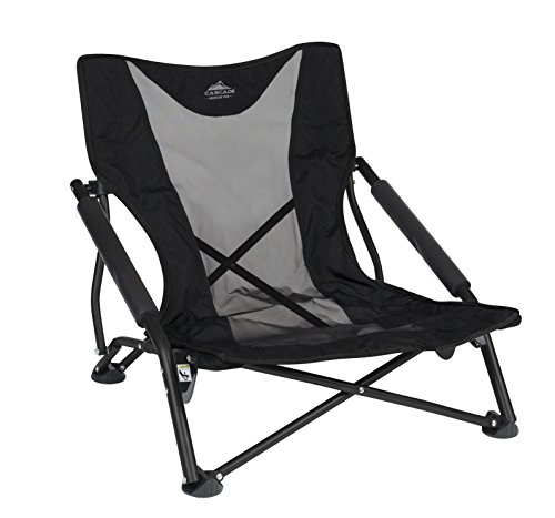 Cascade Mountain Tech Camping Chair - Low Profile Folding Chair for Camping, Beach, Picnic, Barbeques, Sporting Event with Carry Bag , Black