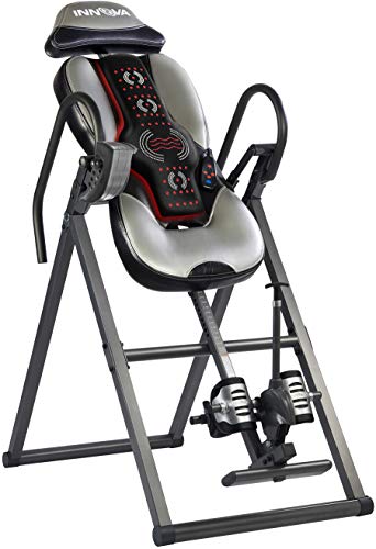 INNOVA HEALTH AND FITNESS ITM5900 Advanced Heat and Massage Inversion Table, Gray/Black