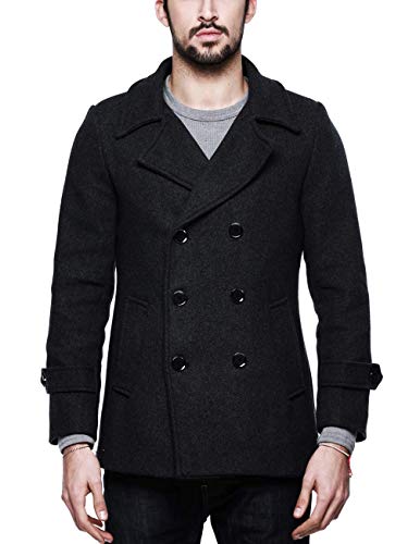 Match Mens Wool Blend Classic Pea Coat Winter Coats (G1113 Dark gray, US M/CN 2XL (Fit 38'-40'))