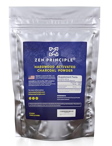 Zen Charcoal Hardwood Activated Charcoal Powder, 100% USA Trees, 8 oz