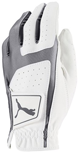 PUMA Golf Men's Flexlite Golf Glove (Bright White-Quiet Shade, Medium, Left Hand)