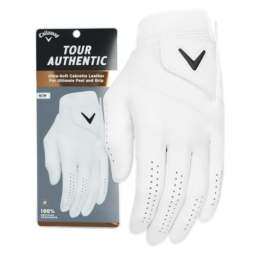 Callaway Golf Tour Authentic Glove (Worn on Left Hand, Standard, Medium/Large, White 2022)