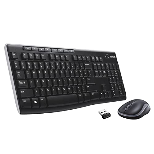 Logitech MK270 Wireless Keyboard And Mouse Combo For Windows, 2.4 GHz Wireless, Compact Mouse, 8 Multimedia And Shortcut Keys, For PC, Laptop - Black