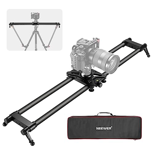 NEEWER 31.5in/80cm Carbon Fiber Camera Slider, Dolly Rail Track with Thicker Tube & More Stable Support, 4 Precise Smooth Bearings and Leveler for DSLR Camera Camcorder, Max Load 17.6lb/8kg, CS80CM