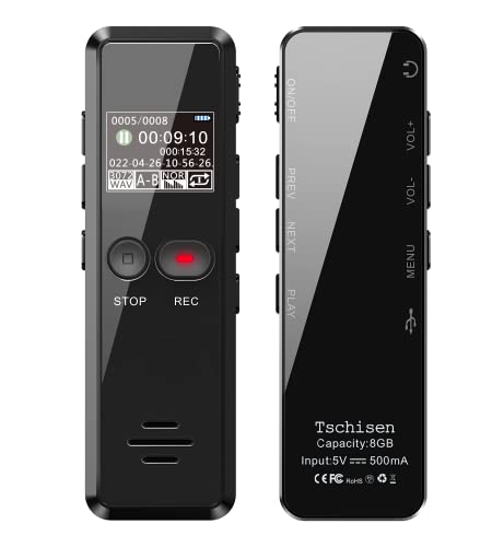 【2023 New Edition】 32GB Tschisen Digital Voice Recorder, 3072Kbps Voice Activated Recorder with Slow Motion Playback Type-C USB Charging Portable MP3 Audio Recorder for Lecture Meeting Interview