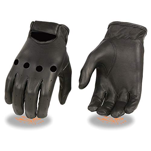 Milwaukee Leather SH247 Men's Black Unlined Leather Classic Style Driving Gloves (Black, Medium)