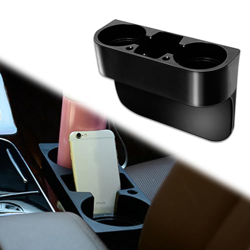 Kutyun Car Cup Holder, Multifunctional Portable Center Console Armrest Storage Box Cup Holders with Phone Holder, Universal Seat Gap Organizer for Storing Drinks Phones Key Wallet Cards (Black)