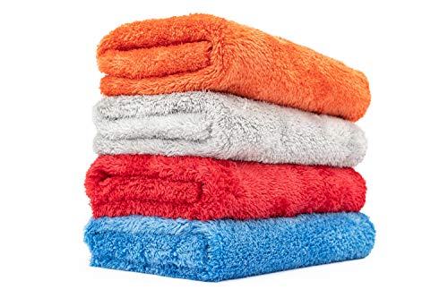 The Rag Company - Eagle Edgeless 500 (4-Pack) Professional Korean 70/30 Blend Super Plush Microfiber Detailing Towels, 500GSM, 16in x 16in, Mixed Colors
