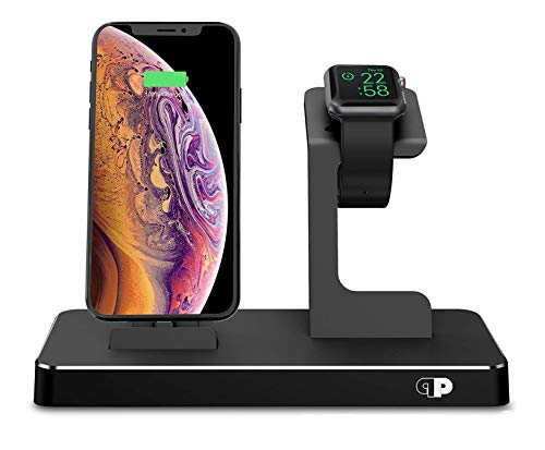 PRESS PLAY Charging Dock for Apple Watch & iPhone (Apple Certified), ONEDock Power Station w/Built-in Original Apple Lightning Connector for Docking, Made for Series, 5,4,3,2,1, AirPods, iPod