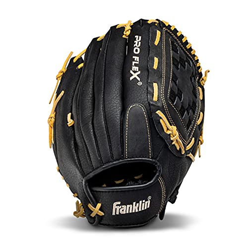 Franklin Sports Baseball Gloves - Pro Flex Men's Adult Baseball Glove - Outfield Mitt -Right Hand Throw Baseball Glove - Black - 13'