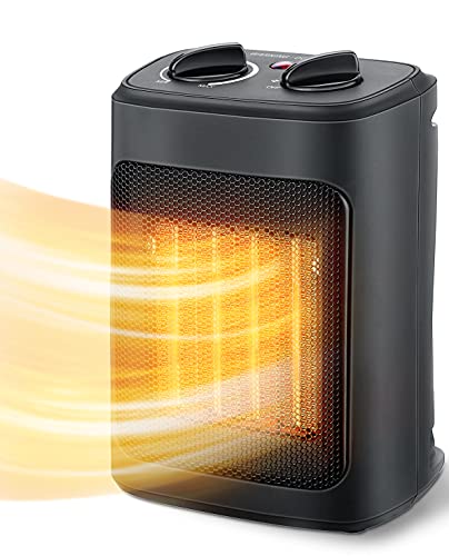 Space Heater, 1500W Electric Heaters Indoor Portable with Thermostat , PTC Fast Heating Ceramic Room Small Heater with Heating and Fan Modes for Bedroom, Office and Indoor Use