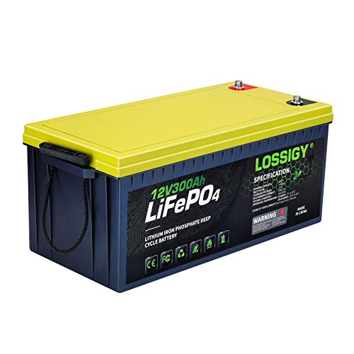 LOSSIGY 12V 300AH Lifepo4 Deep Cycle Lithium Battery, 3840Wh with 200A BMS, 2560W Load Max Continuously, Perfect for Solar System, RV, Marine, Off-Gird